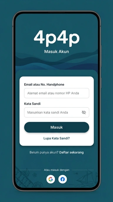 Tampilan halaman login 4p4p