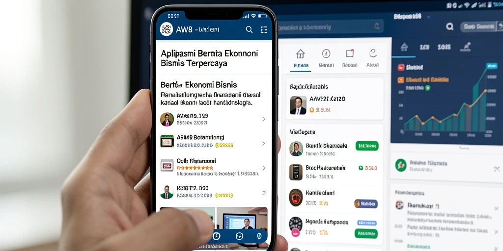 Antarmuka utama AW8 dengan berita Ekonomi Bisnis terbaru.