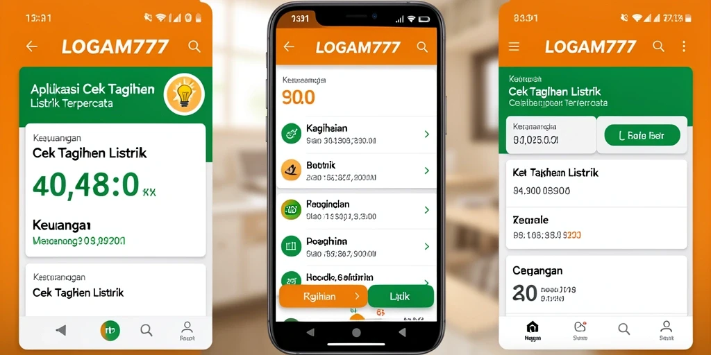 Tampilan antarmuka LOGAM777 untuk cek tagihan listrik yang user-friendly.